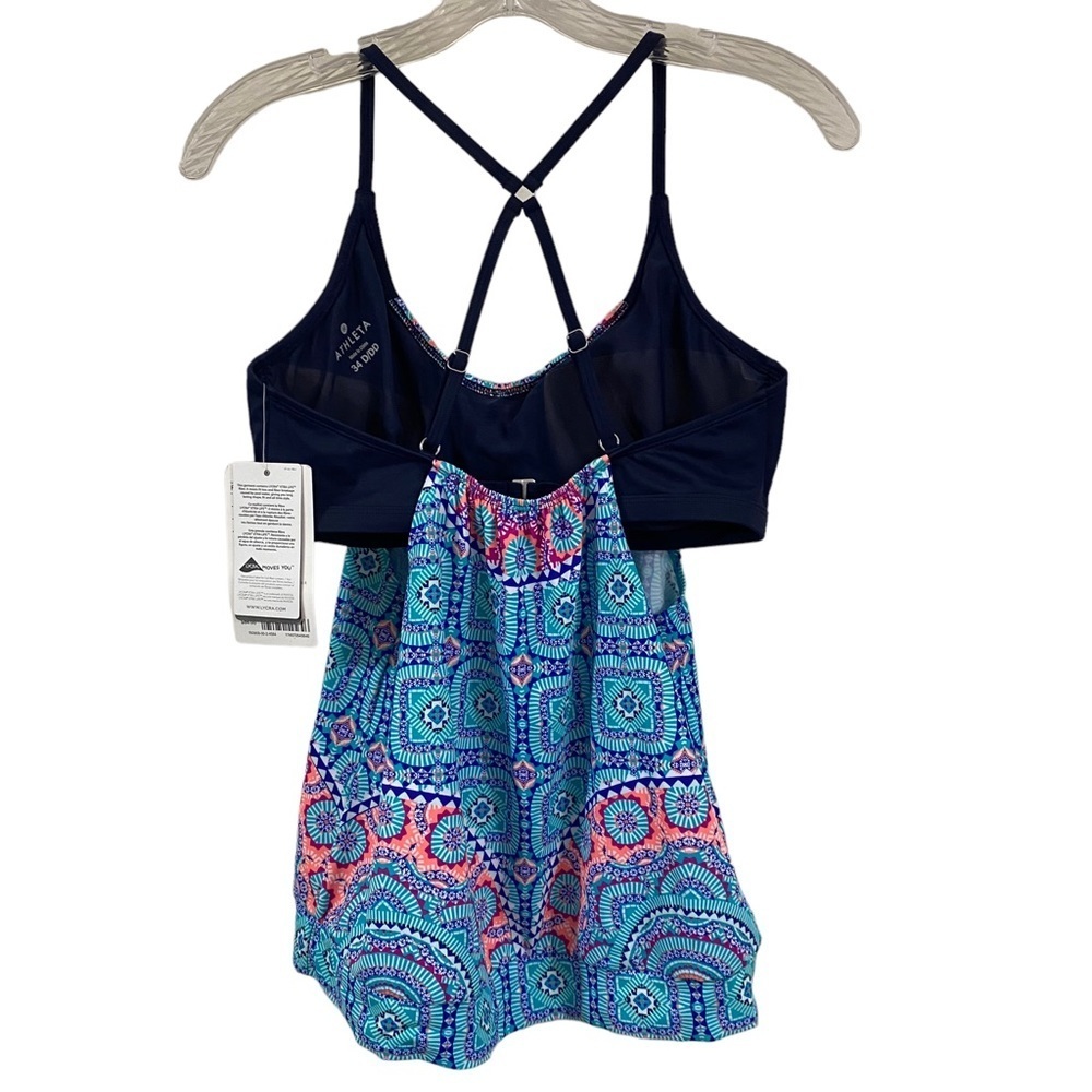 ATHLETA Fiji Blousy Tankini Top, Dress Blue #593958 Size 34 D/DD NEW - Picture 4 of 12